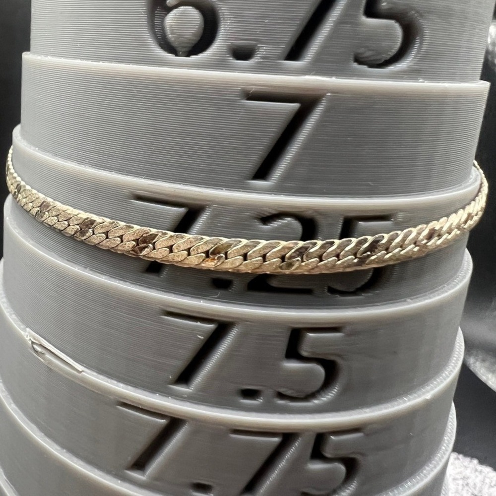 Sterling Silver Herringbone Chain Bracelet Etched Italy 7.5" 2.5g 3mm